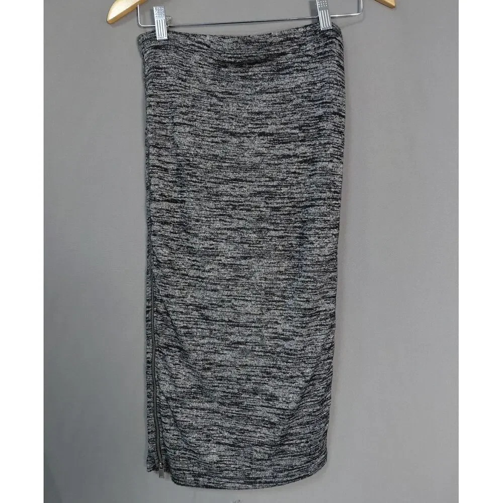 Express Gray Pencil Midi Knit Lined Skirt Women Size XS